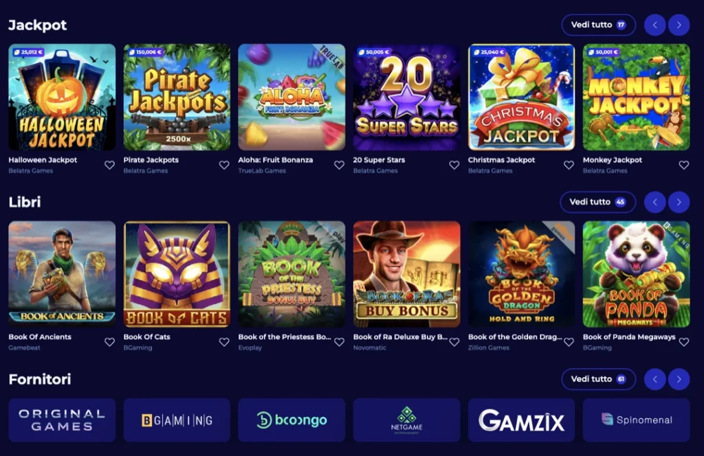 Catalogo Giochi e Provider Software